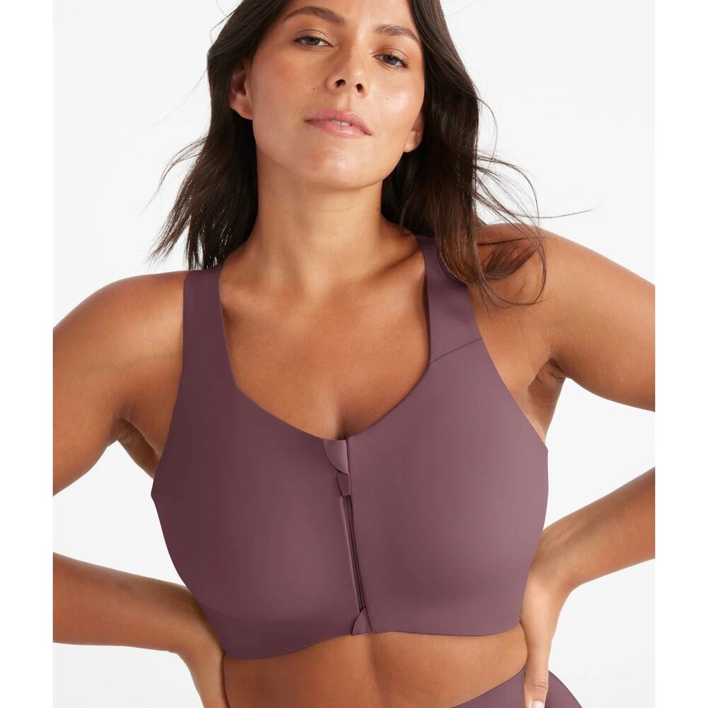 NWT Knix Catalyst Front Zip Sports Bra Size 5 38DD Dahlia Purple Maximum Support